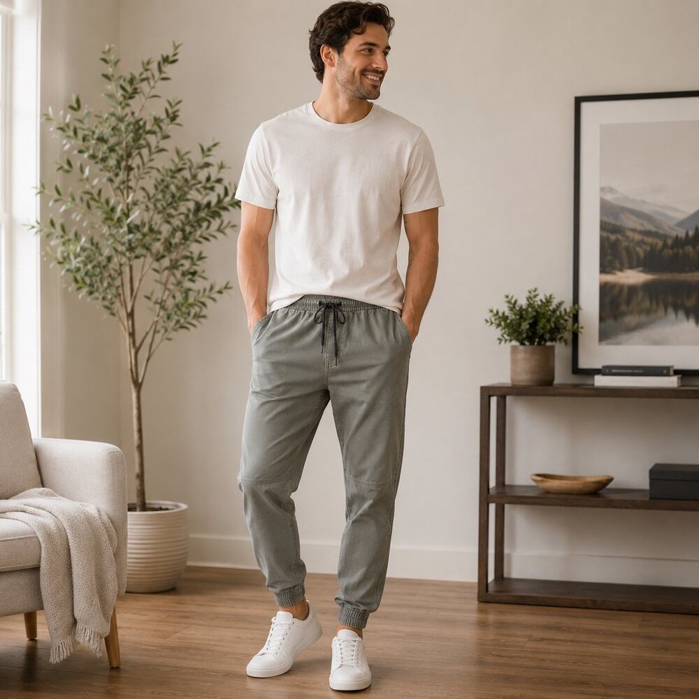 BKLYN Athletics The Jogger Men’s Large Olive Gray Drawstring Jogger Pants